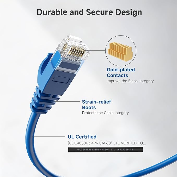 Cable Matters 10Gbps 5-Pack Snagless Short Cat 6 Ethernet Cable - 1ft - Image 5