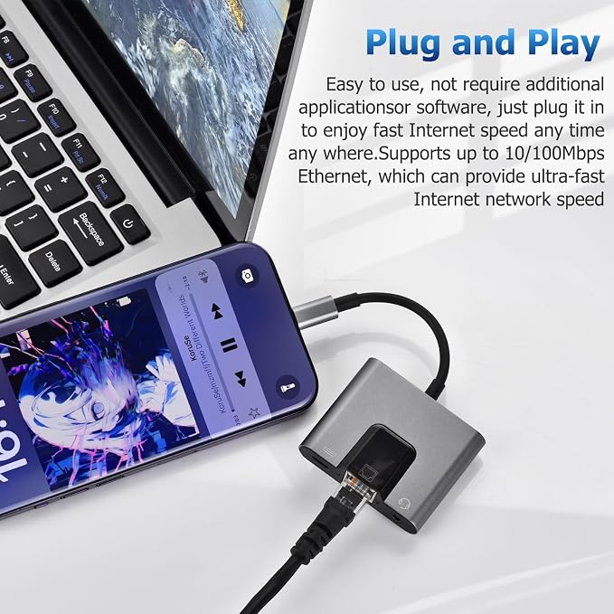Lightning to RJ45 Ethernet Adapter Network Adapter, Support 10/100Mbps Ethernet - Image 4