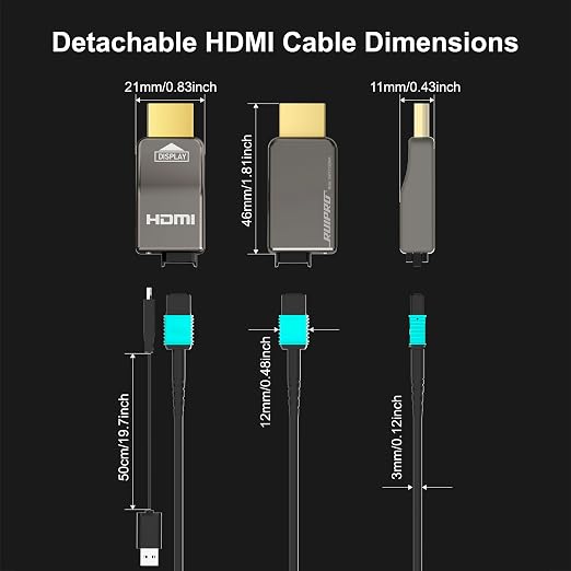 RUIPRO 8K Detachable Full Fiber Optic Armored HDMI 2.1 Cable 6FT, Ultra High - Image 3