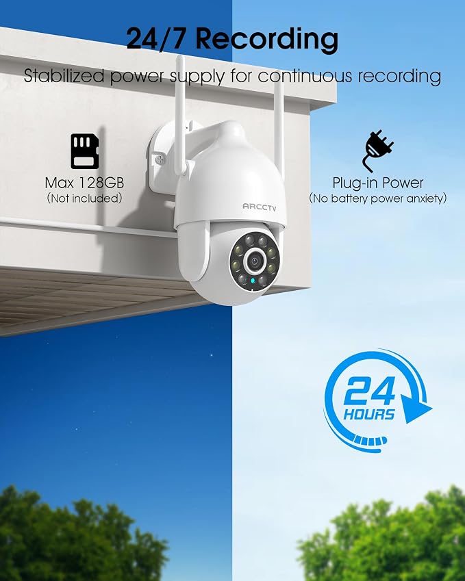 ARCCTV 2K Security Camera Outdoor, 2.4G/5G WiFi 24/7 Recording Security Camera - Image 5