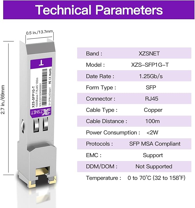 1000BASE-T SFP Transceiver, SFP to RJ45, 1.25G Copper SFP to Ethernet Module - Image 4