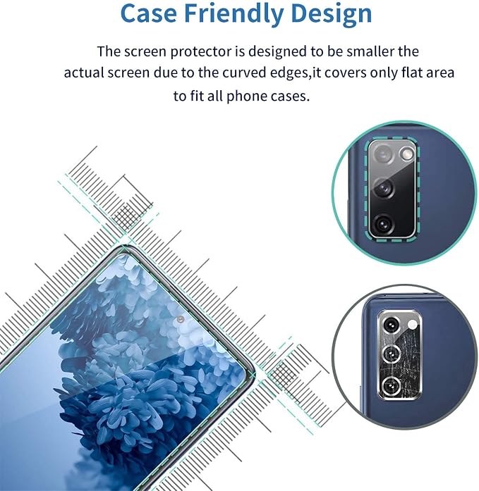 Galaxy S20 FE Screen Protector and Camera Protector, Tempered Glass Screen - Image 6