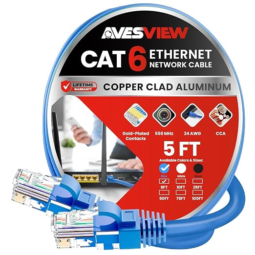 CAT 6 5FT Ethernet Cable, Indoor High-Speed 10Gbps Snagless CAT6 Ethernet Cable - Image 2