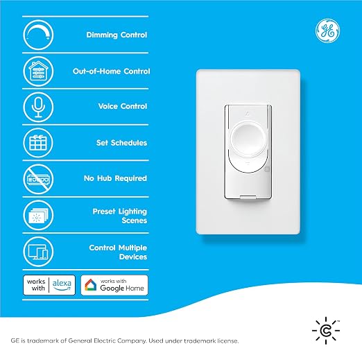 GE Lighting CYNC Smart Dimmer Light Switch, Neutral Wire Required, Compatible - Image 2