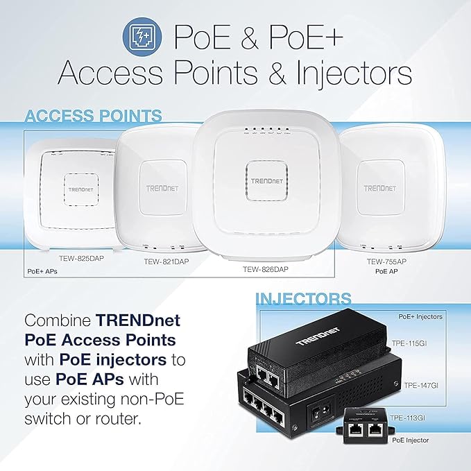 TRENDnet Gigabit Power Over Ethernet Plus Injector, PoE+ Power Network - Image 2