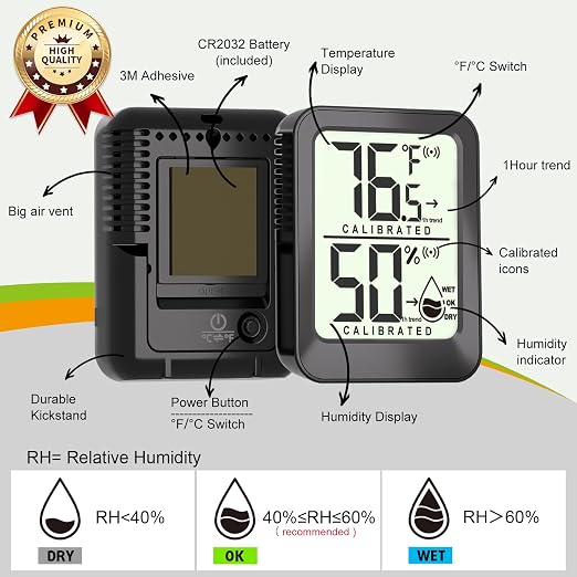 Antonki 4 Pack Mini Room Thermometer Hygrometer Indoor Temperaure and Humidity - Image 6