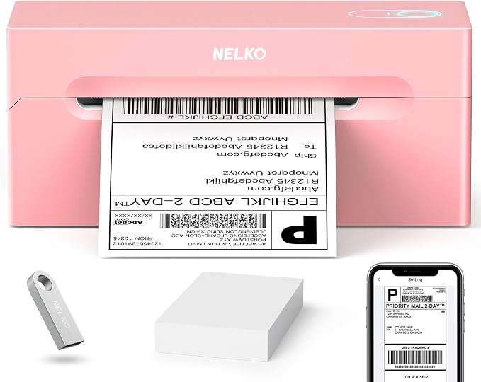 Nelko Bluetooth Thermal Shipping Label Printer, Wireless 4x6 Shipping Label by NELKO