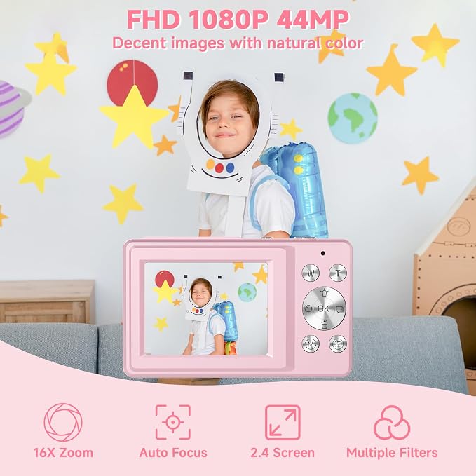 Digital Camera, 44MP Compact Camera, FHD 1080P Point and Shoot Digital Cameras - Image 2