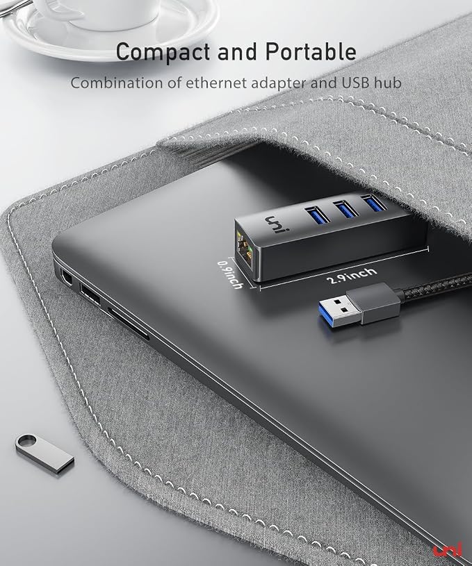 uni USB to Ethernet Adapter, USB 3.0 Hub - Image 8