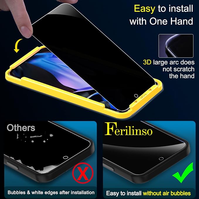 Ferilinso Full Coverage 3 Pack Privacy Screen Protector - Image 6