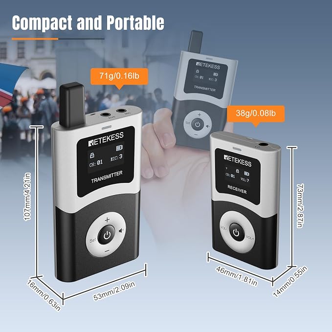 Retekess T130U Whisper Tour Guide System, Tour Guide Microphone and Speaker - Image 6