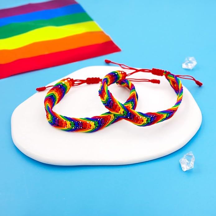 Nanafast Titanium Stainless Steel Rainbow LGBT Pride Bracelet Handmade Braided - Image 3