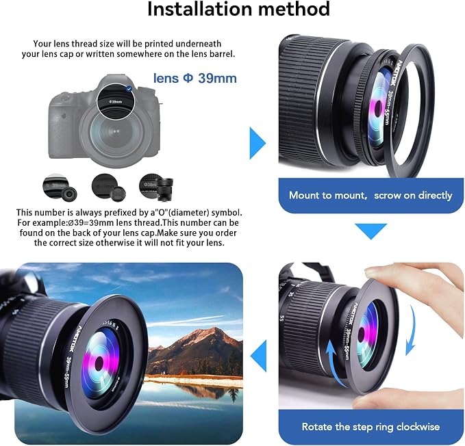 39mm Lens to 55mm Camera Lens Adapter, 39mm to 55mm Filter Step up Ring Adapter - Image 5