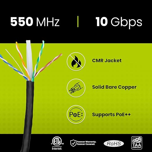 trueCABLE Cat6 Riser, 23AWG 4 Pair Solid Bare Copper, ETL Listed, Unshielded - Image 2