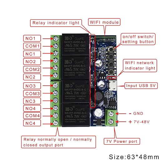 Ewelink WiFi Wireless Smart Relay Module USB 5v 4 Channel Inching Self-Lock - Image 2