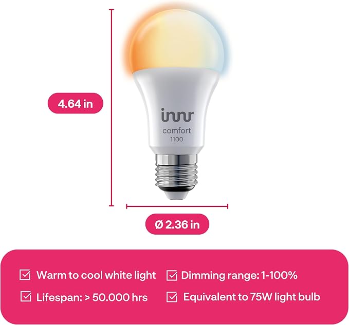 innr Smart Light Bulbs, A19 Zigbee, Works - Image 4