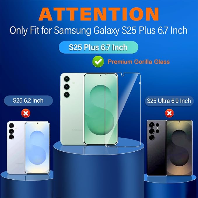 firtstnow 3 Pack for Samsung Galaxy S25 Plus Screen Protector Tempered Glass + - Image 2