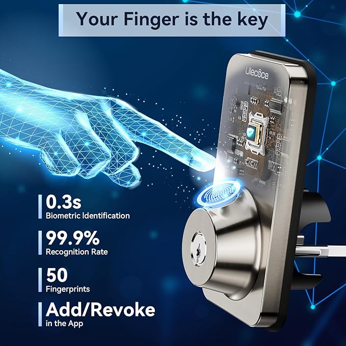 Ulecoce Fingerprint Keypad Deadbolt - Image 4