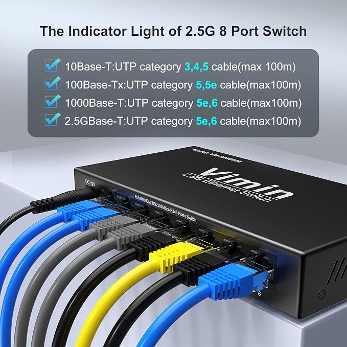 8-Port 2.5G Switch Unmanaged, 8 x 10/100/1000/2500Mbps RJ45 Ports, Plug & Play - Image 7