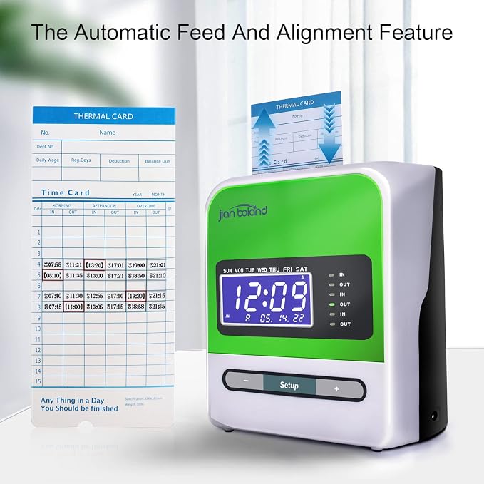 Employee Thermal Time Clock for Small Business | in/Out Punch Clock, No Ink - Image 4