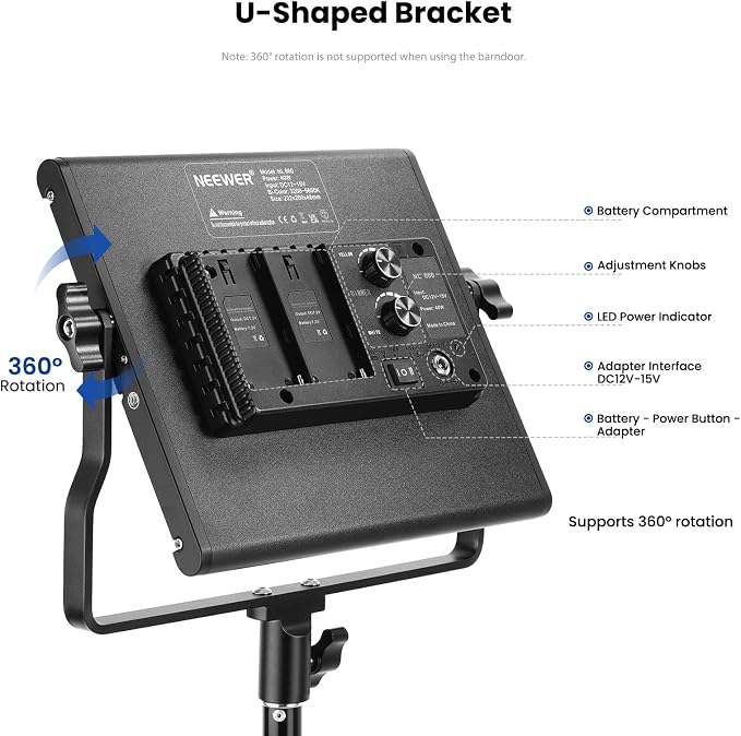 NEEWER 2 Pack Bi Color 660 LED Video Light and Stand Kit: 3200-5600K CRI 96+ - Image 5