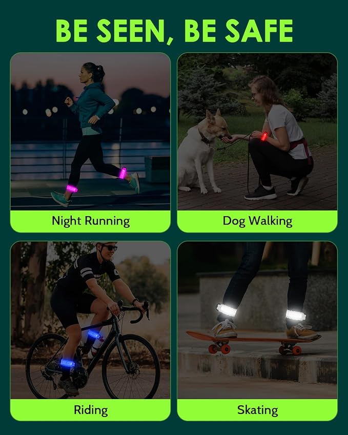 Fitense Rechargeable LED Armband 2-Pack, High Visibility Running Gear - Image 7