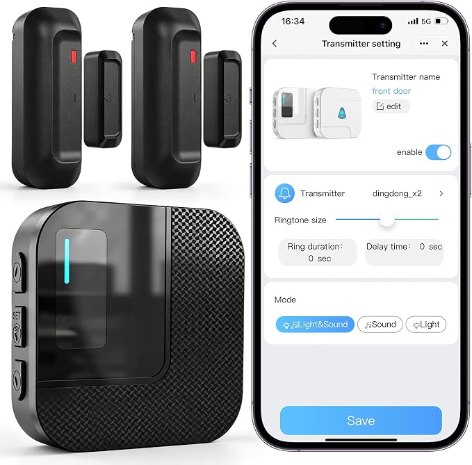 WiFi Door Chime, SanJie Door Sensor Alarm by SANJIEGuardSecurity