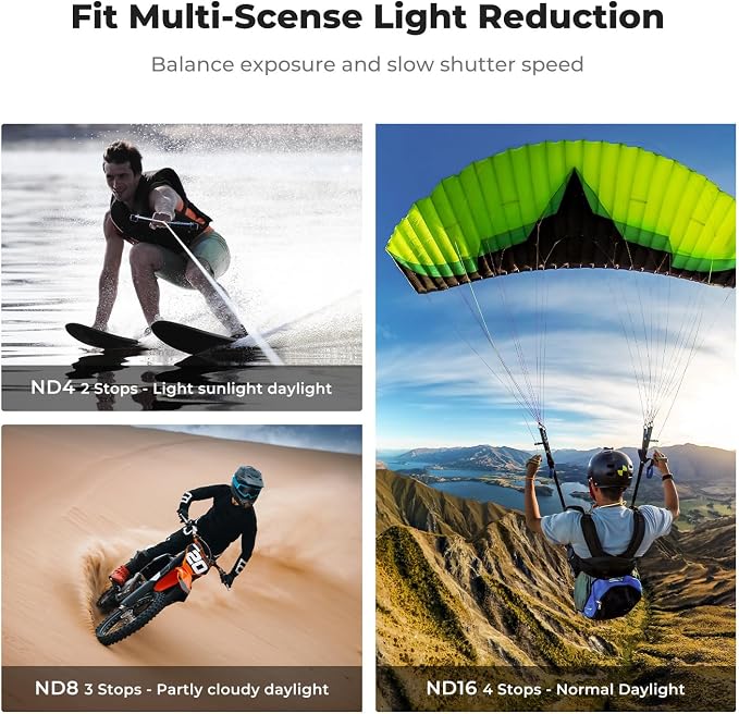 K&F CONCEPT ND PL Filter Set for GoPro Hero 4K Camera, 4 Pack PL ND4 ND8 ND16 - Image 3