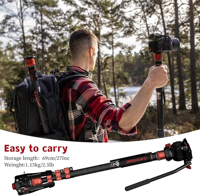 IFOOTAGE Cobra 3 Monopod with Fluid Head, Professional Portable Travel Monopod - Image 7