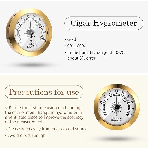 Frienda 2 Pcs Hydrometer 2 Inch Humidity Meter Cigar Humidor Hygrometers Round - Image 3