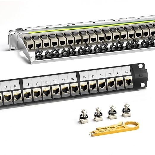 AMPCOM CAT7 Keystone Patch Panel 24-Port 1U by AMPCOM
