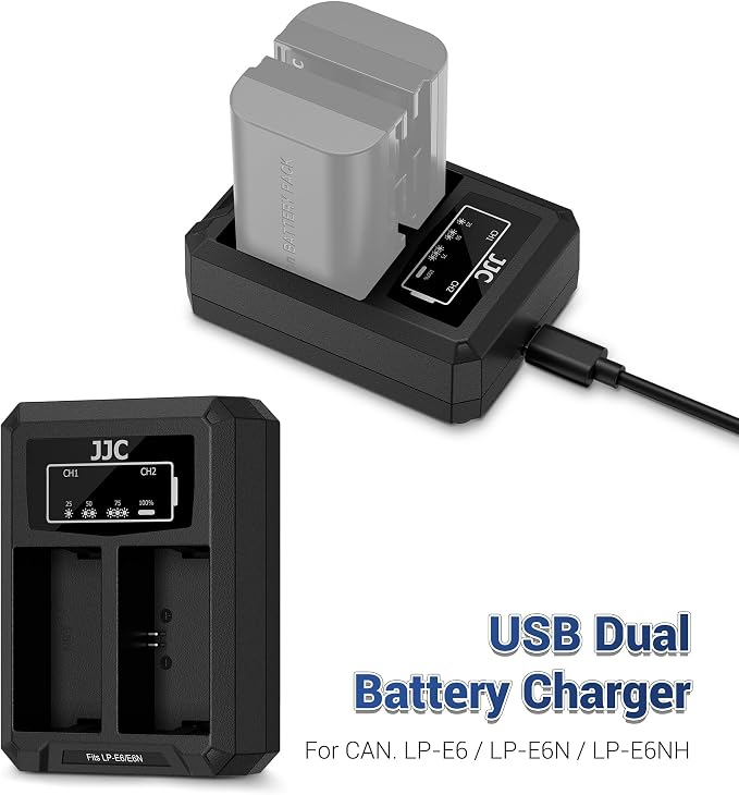 JJC LP-E6 Battery Charger USB Dual Slot - Image 2