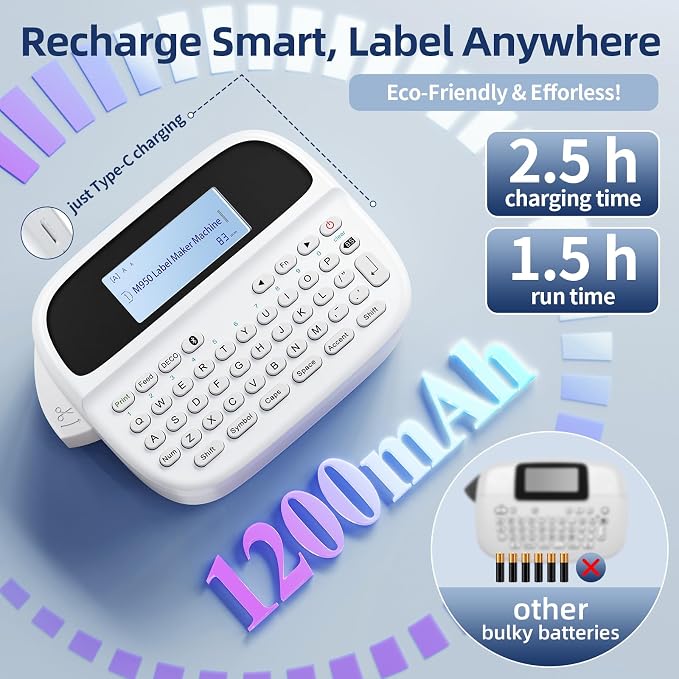 Label Maker Machine with 4 Tapes, Rechargeable Backlit Labeler - Image 4