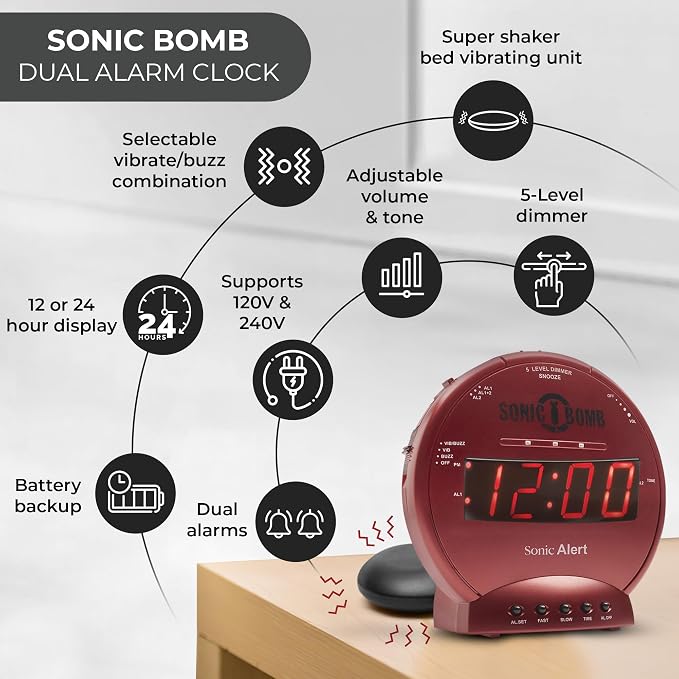 Sonic Alert Sonic Bomb Dual Alarm Clock - Image 4