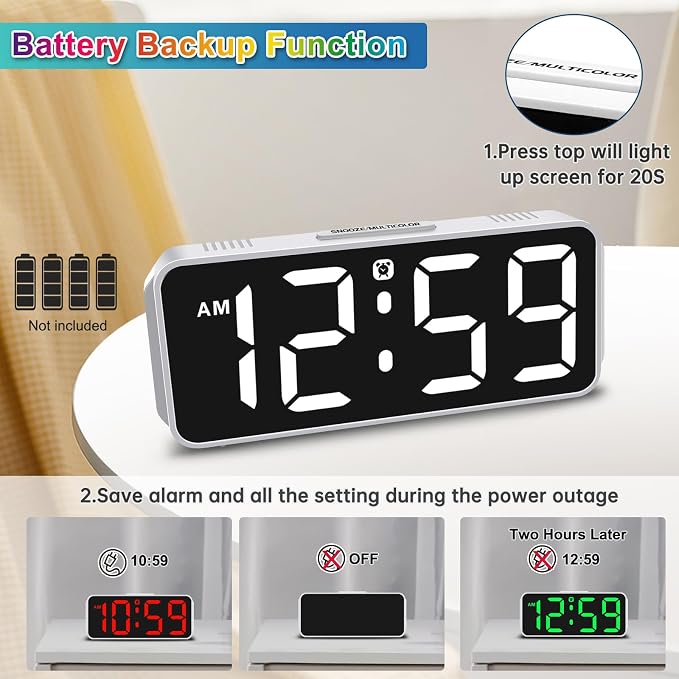 Peakeep Tiny Small Digital Alarm Clock Plug in - Image 5