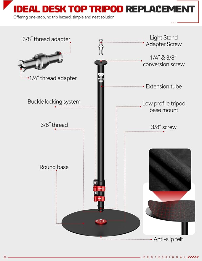 IFOOTAGE Round Base Monopod A300, Tripod Head, Payload 22lb - Image 7