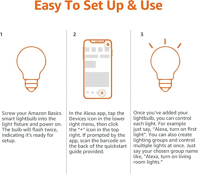 Amazon Basics Smart A19 LED Light Bulb, Color Changing, Works - Image 5