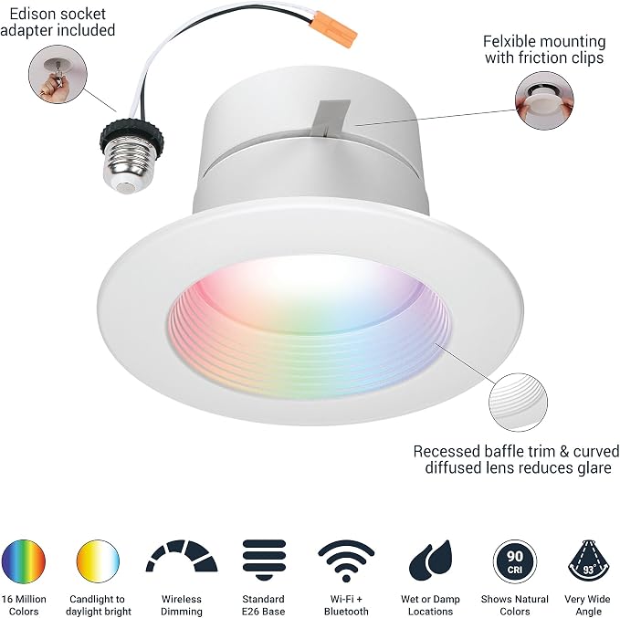 HALO 4 in Smart Wi-Fi Recessed LED Downlight Connected by WiZ Pro - Image 2