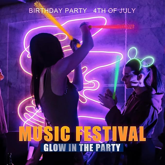 36 Pack Orange Glow Sticks Light Up Fiber Optic Stick Glow Wands Bulk - Image 4
