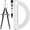 Unjoo Compass and Protractor Set, Professional Drawing Compass Tool, Metal by Unjoo