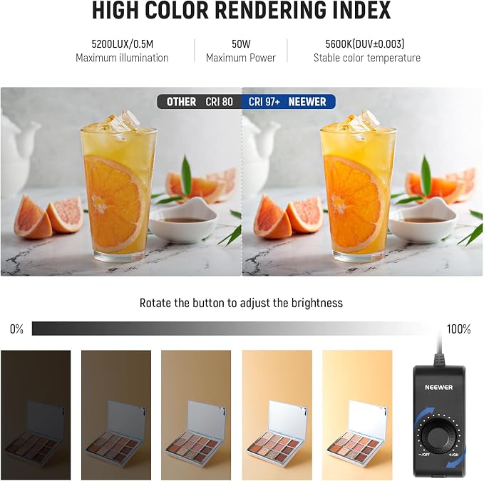 NEEWER 50W Upgraded Photo Studio Light Box, 4 Backdrops, 5600K 160 LEDs - Image 3