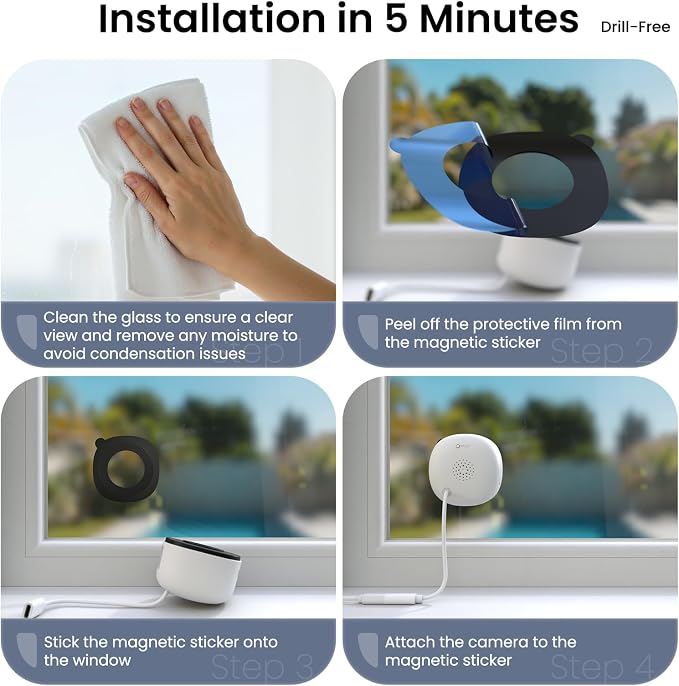 INFIYA 2K No Drill Window Camera-2 Pack 2.4Ghz & 5Ghz WiFi Dome Cameras - Image 5