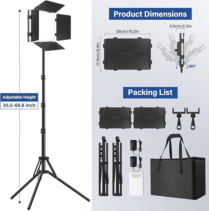 2 Pack Led Video Light Kit - Image 6