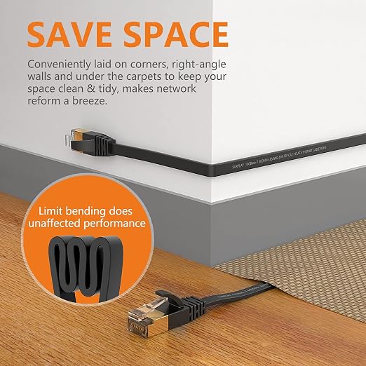 Cat7 Ethernet Cable 100FT-Black-10Gbps High Speed Outdoor&Indoor Double Shielded - Image 4