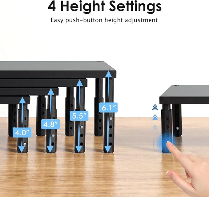 ECOLOVI Wood Laptop Stand for Desk, 4-Height Adjustable Computer Monitor Stand - Image 2