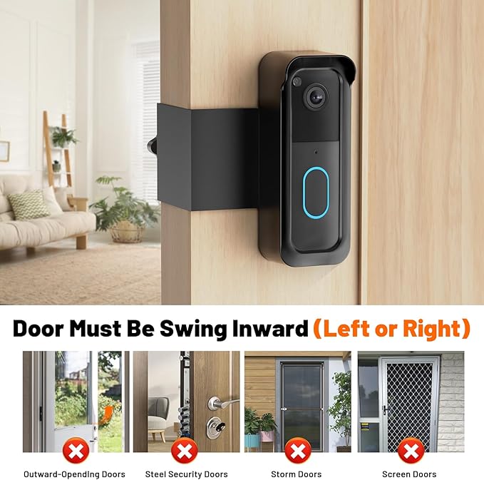 Blink Doorbell Mount, 2nd Gen Anti-Theft Blink Doorbell Camera Mount No Drilling - Image 2