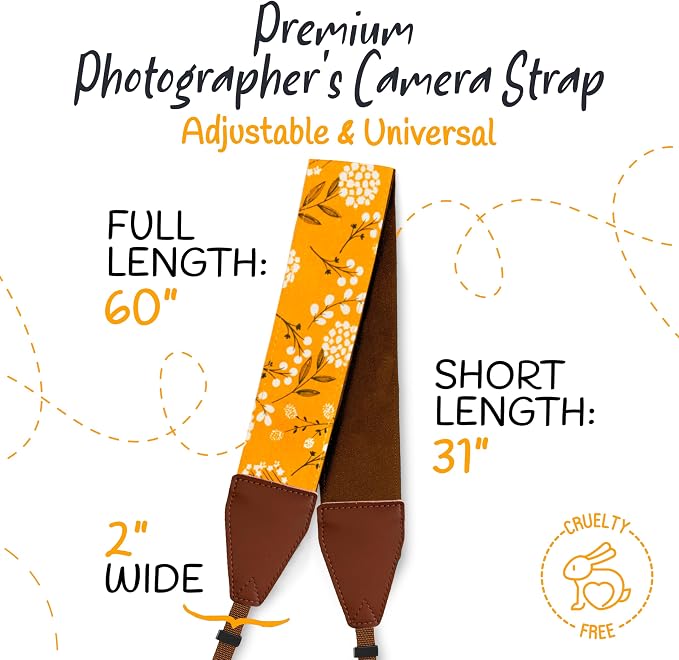 Art Tribute Camera Strap, Vintage Embroidered Neck Shoulder & Crossbody Camera - Image 5