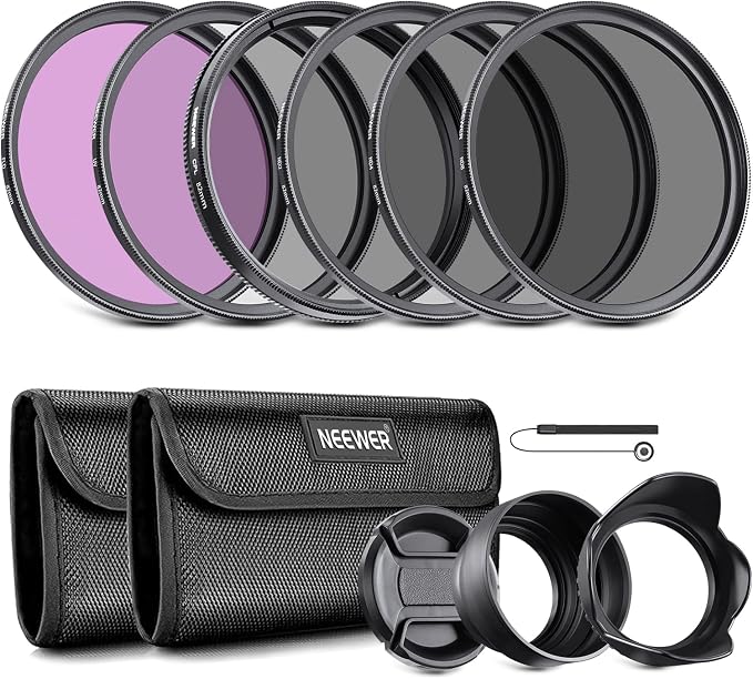NEEWER 82mm Lens Filter Kit: UV, Lens Hood and Lens Cap Compatible by Neewer