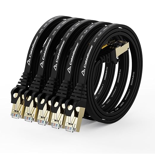 CableGeeker Cat 8 Ethernet Cable 3FT 5 Pack All-Black, 40Gbps 2000Mhz High by CableGeeker