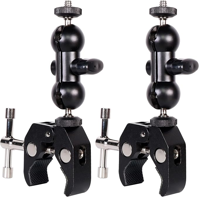 Cool Dual Ball head Magic Arm Adapter Camera Clamp Mount Super Clamp by QYXINC